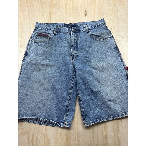 US Polo Assn Shorts Big Mens 40 Blue Denim Carpenter Baggy Distressed Loose Y2K - Picture 1 of 8